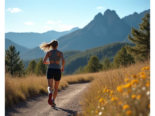 Person trail running in the foothills near Boulder, Colorado.